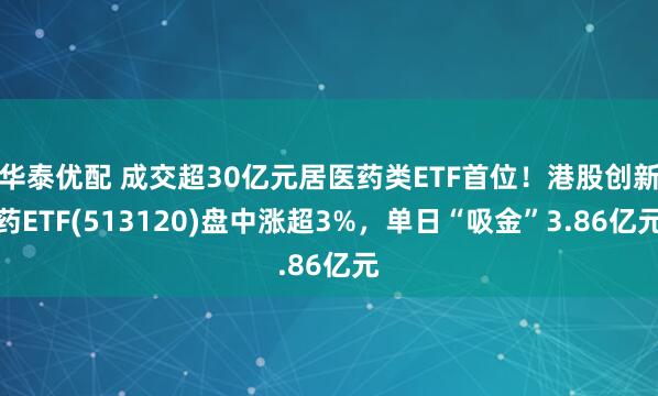 华泰优配 成交超30亿元居医药类ETF首位！港股创新药ETF(513120)盘中涨超3%，单日“吸金”3.86亿元